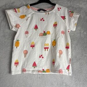 Souris Mini Girls 2T White Ice Cream Popsicle Print Short Sleeve T-Shirt